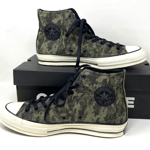 CONVERSE Men's Size 10.5 163233C Chuck 70 HI Black Textural Camo Canvas Sneakers